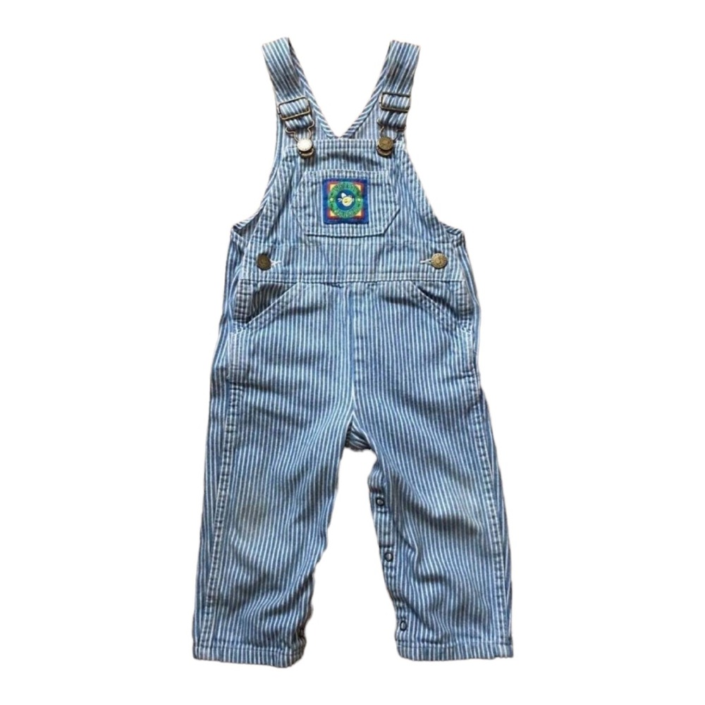 Vintage Liberty Baby Overalls Striped Denim Made in USA Size 18M